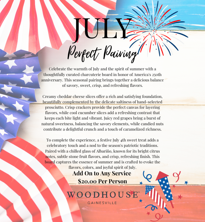 July Perfect Pairing at Woodhouse Spa Gainesville | Albariño & Charcuterie Spa Experience
